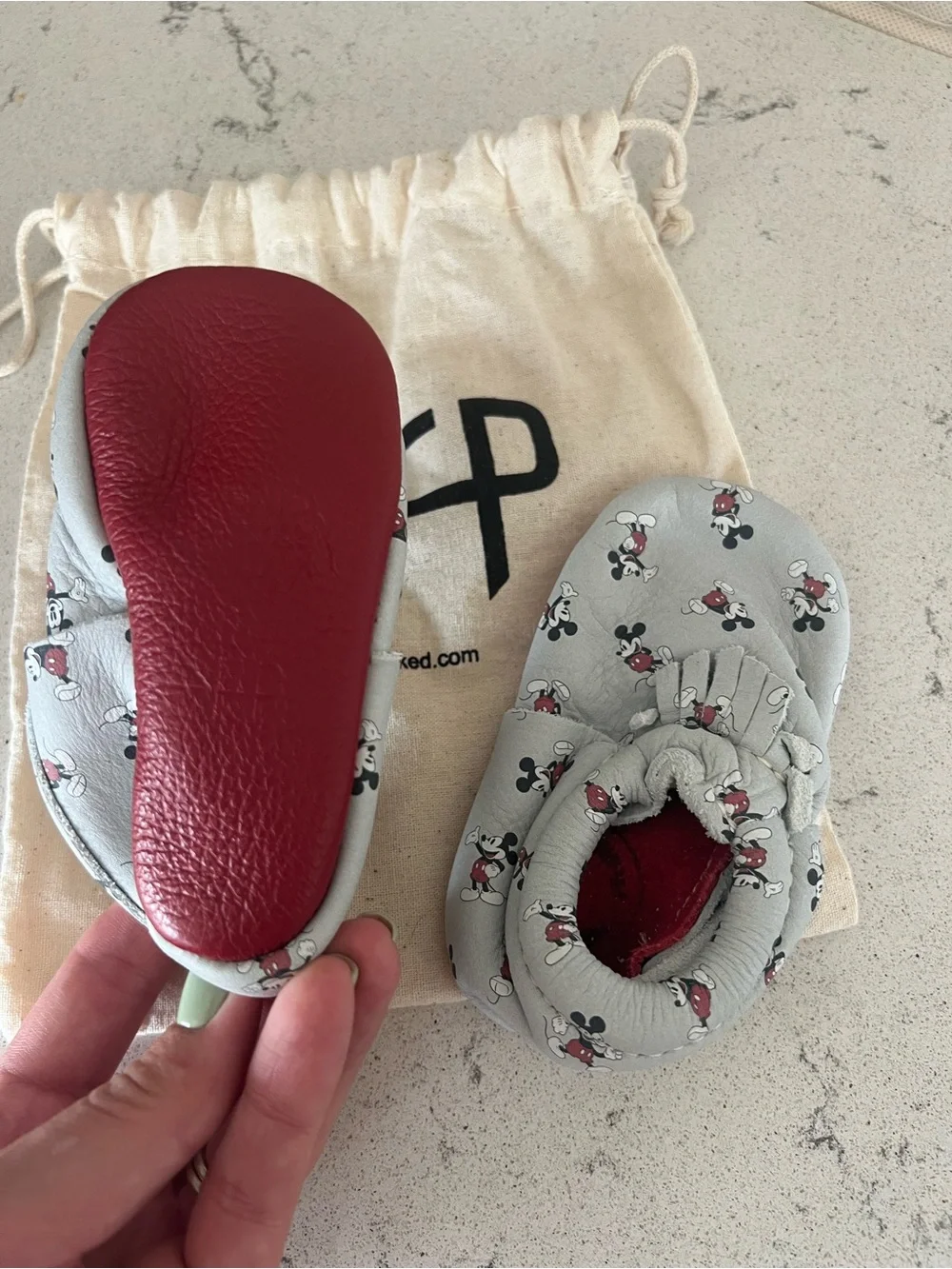 Freshly Picked Gray Mickey Mouse size 3 Moccasins